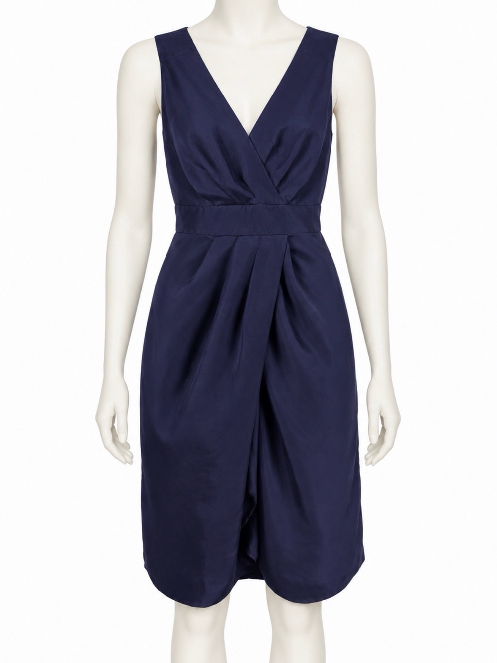 Banana Republic Size 0 Navy 100% Silk Draped Wrap Cocktail Dress
